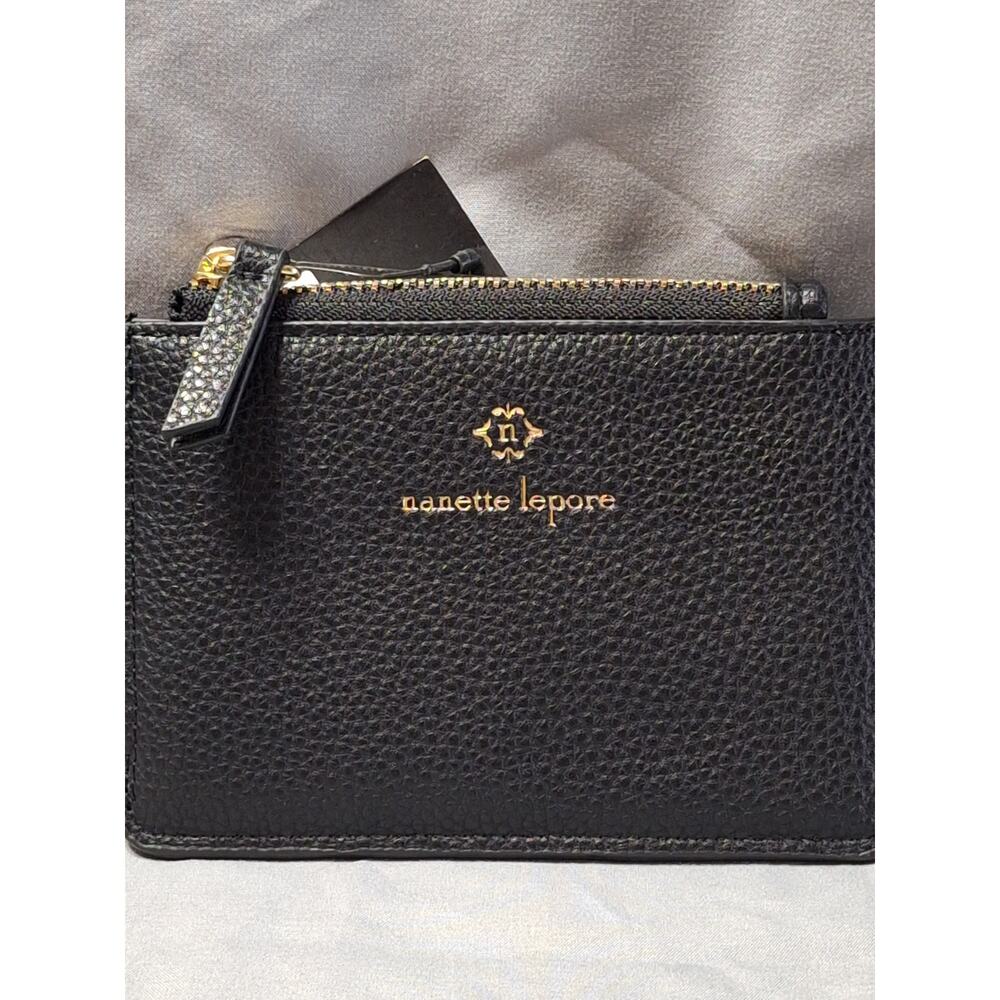 Nanette Lepore Top Zip Card Case w/ Strap, Black